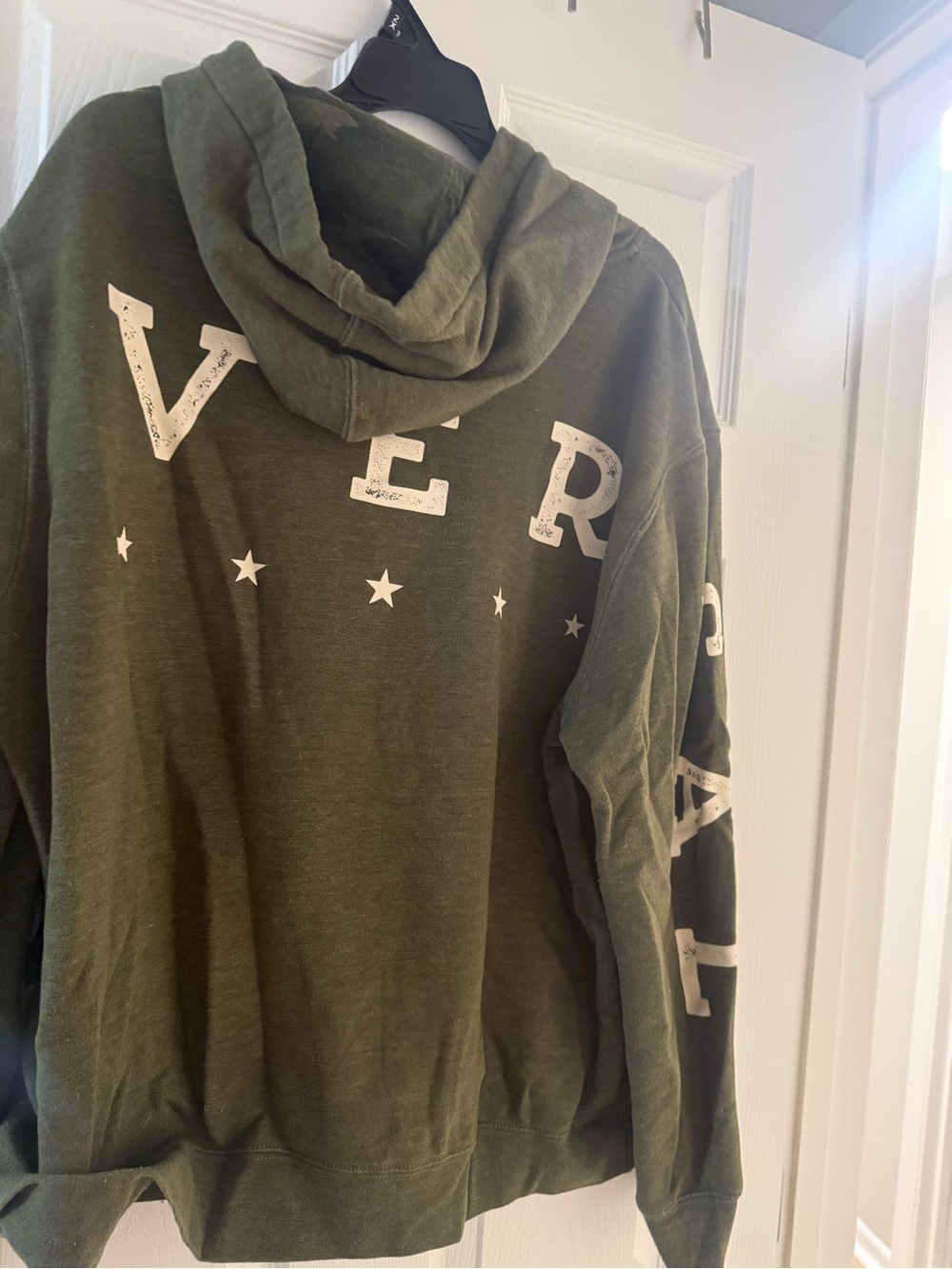 Olive Green Graphic Pullover Hoodie